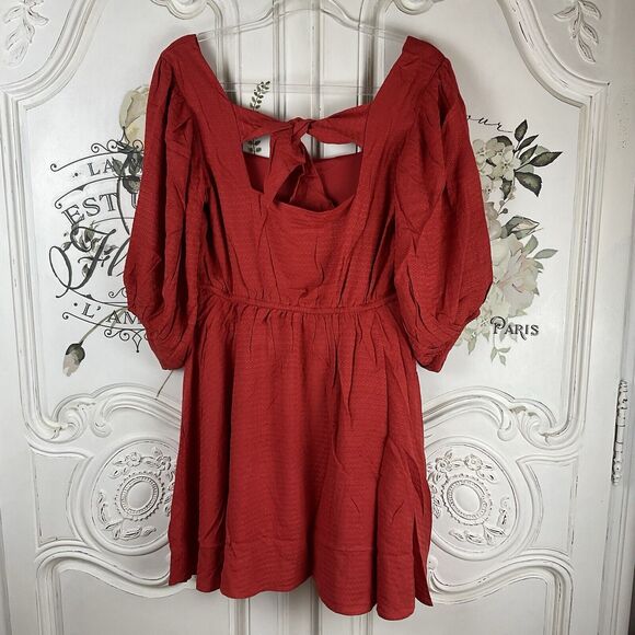 Band of the Free Josette Aurora Red Puff Sleeve Dress, Size XS NWT - Picture 13 of 16